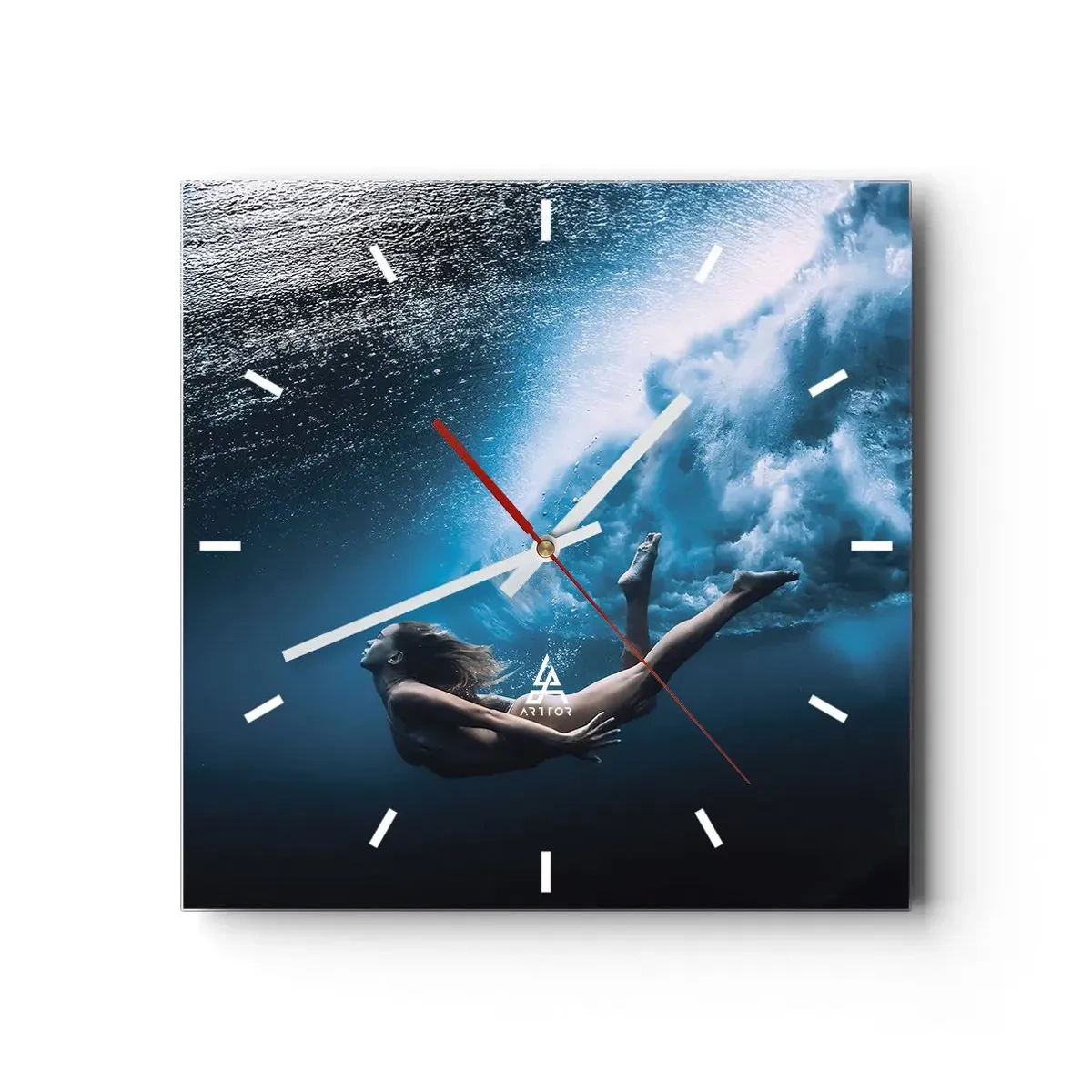 Nástenné hodiny - Súčasná morská panna - 30x30 cm