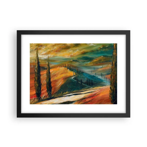 Plagát v čiernom ráme - Toskánska krajina - 40x30 cm