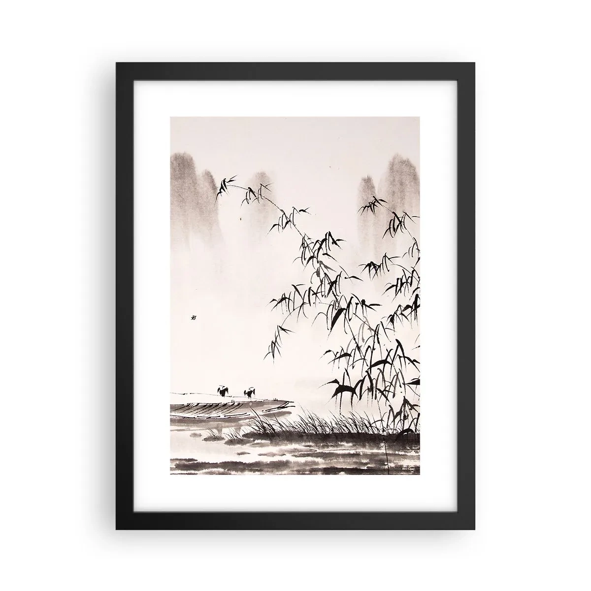 Plagát v čiernom ráme - Pokoj ryžových polí - 30x40 cm