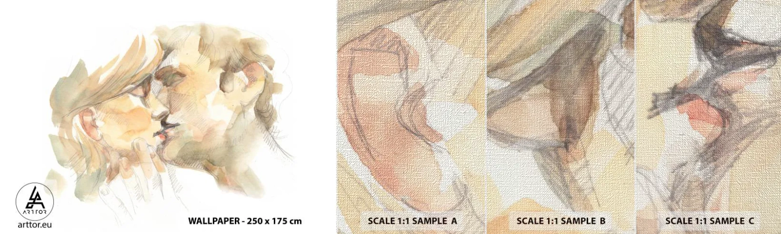 Vzorka fototapety Premium Canvas - Nájdená polovica? - Zamilovaný pár, Bozk, Kus - 100x30 cm