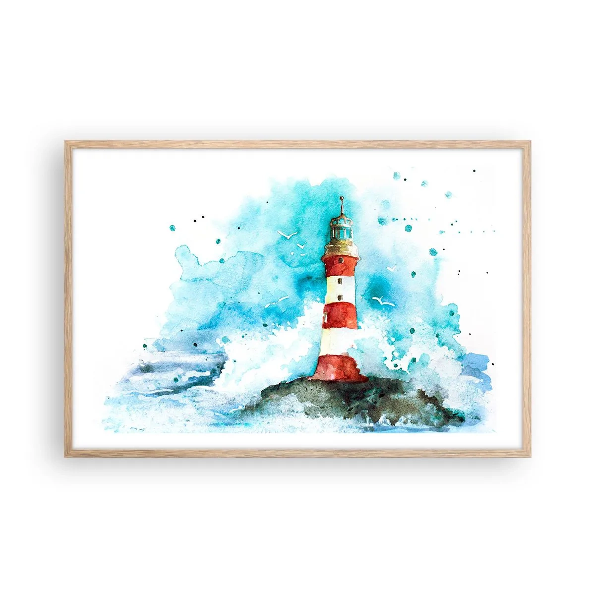 Plagát v ráme zo svetlého duba - Jednota živlov - 91x61 cm