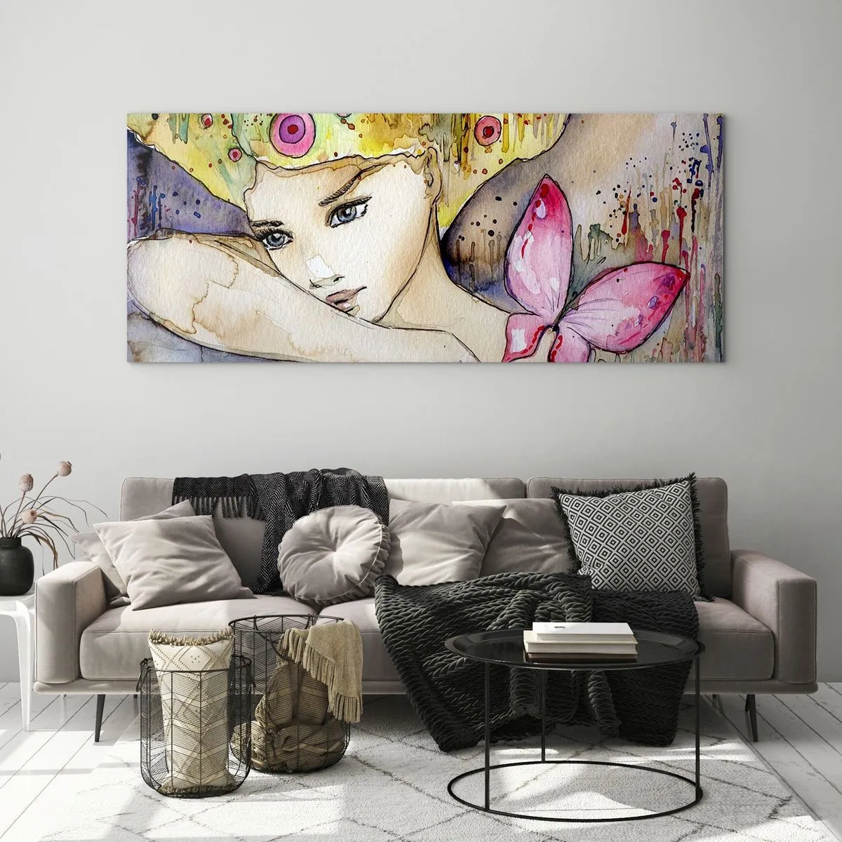 Obraz na skle - Motýlia princezná - 90x30 cm