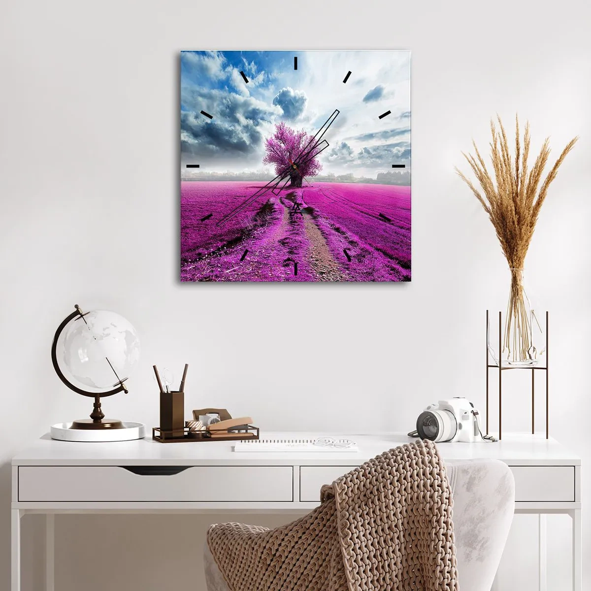 Nástenné hodiny - Vresoviská - divočina - 30x30 cm