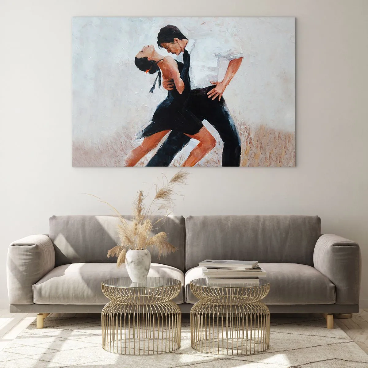 Obraz na skle - Pár tancuje tango v dynamickej póze - 70x50cm - Tango mojich túžob a snov - Moderná nástenná dekorácia do obývacej izby a spálne ARTTOR