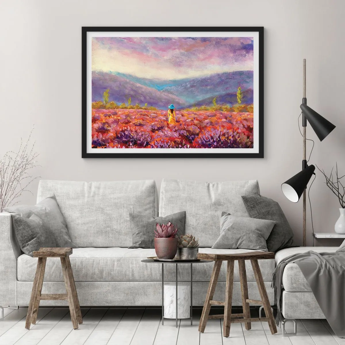 Plagát v čiernom ráme - V levanduľovom svete - 40x30 cm