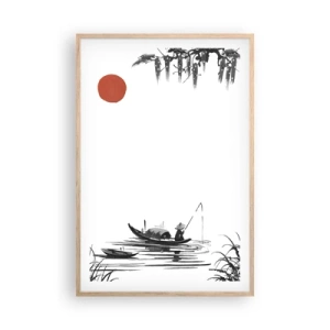 Plagát v ráme zo svetlého duba - Ázijské popoludnie - 61x91 cm