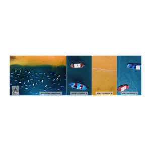 Vzorka fototapety Premium Canvas - Prázdninová hra - Lode, Pláž, pobrežie - 100x30 cm