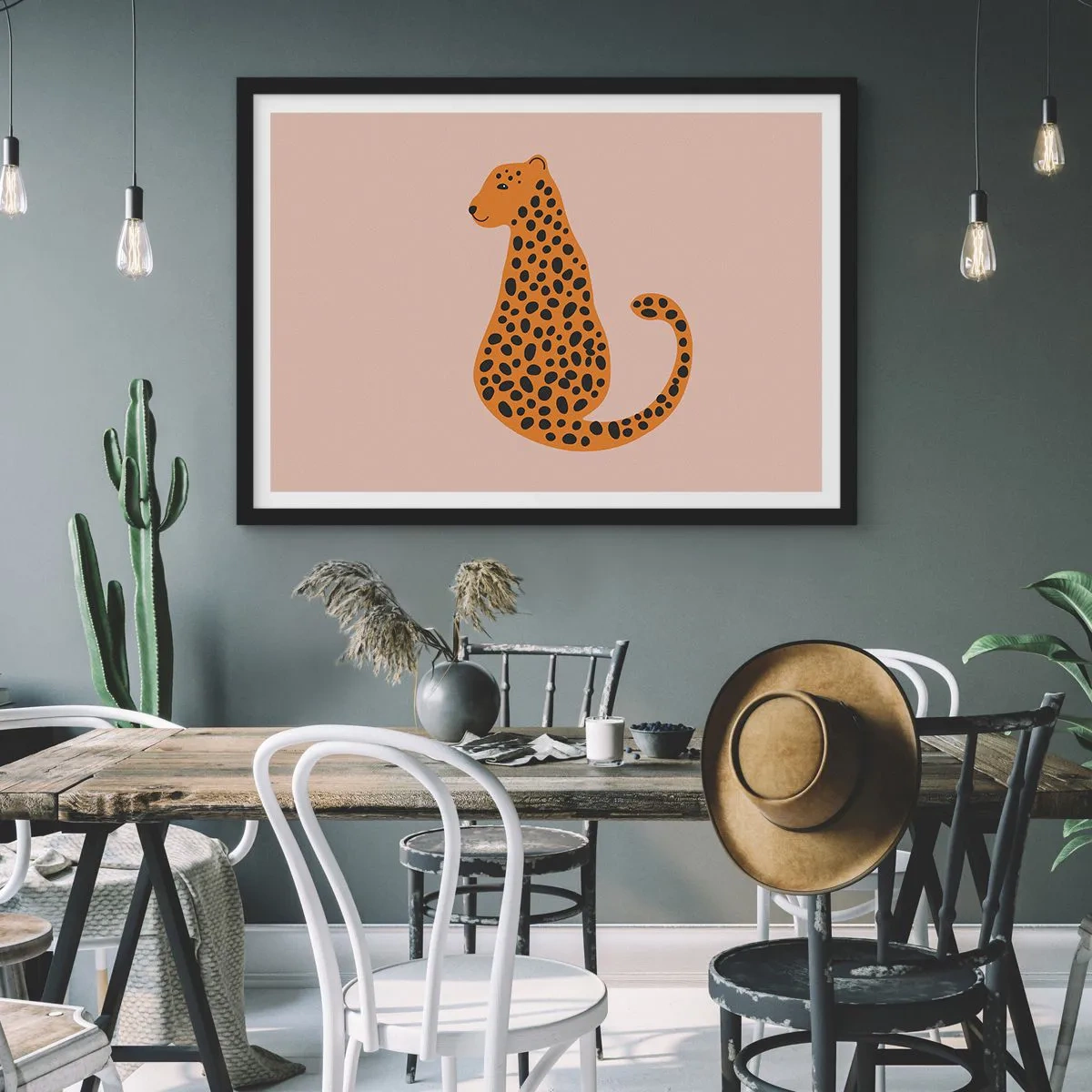 Plagát v čiernom ráme - Leopardný vzor je v móde - 50x40 cm