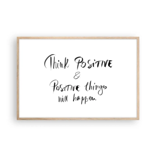 Plagát v ráme zo svetlého duba - Ako žiť? - 91x61 cm