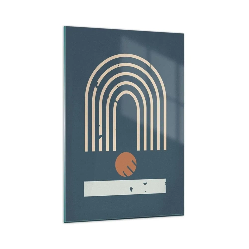 Obraz na skle - Geometria v námorníckej modrej - 80x120 cm