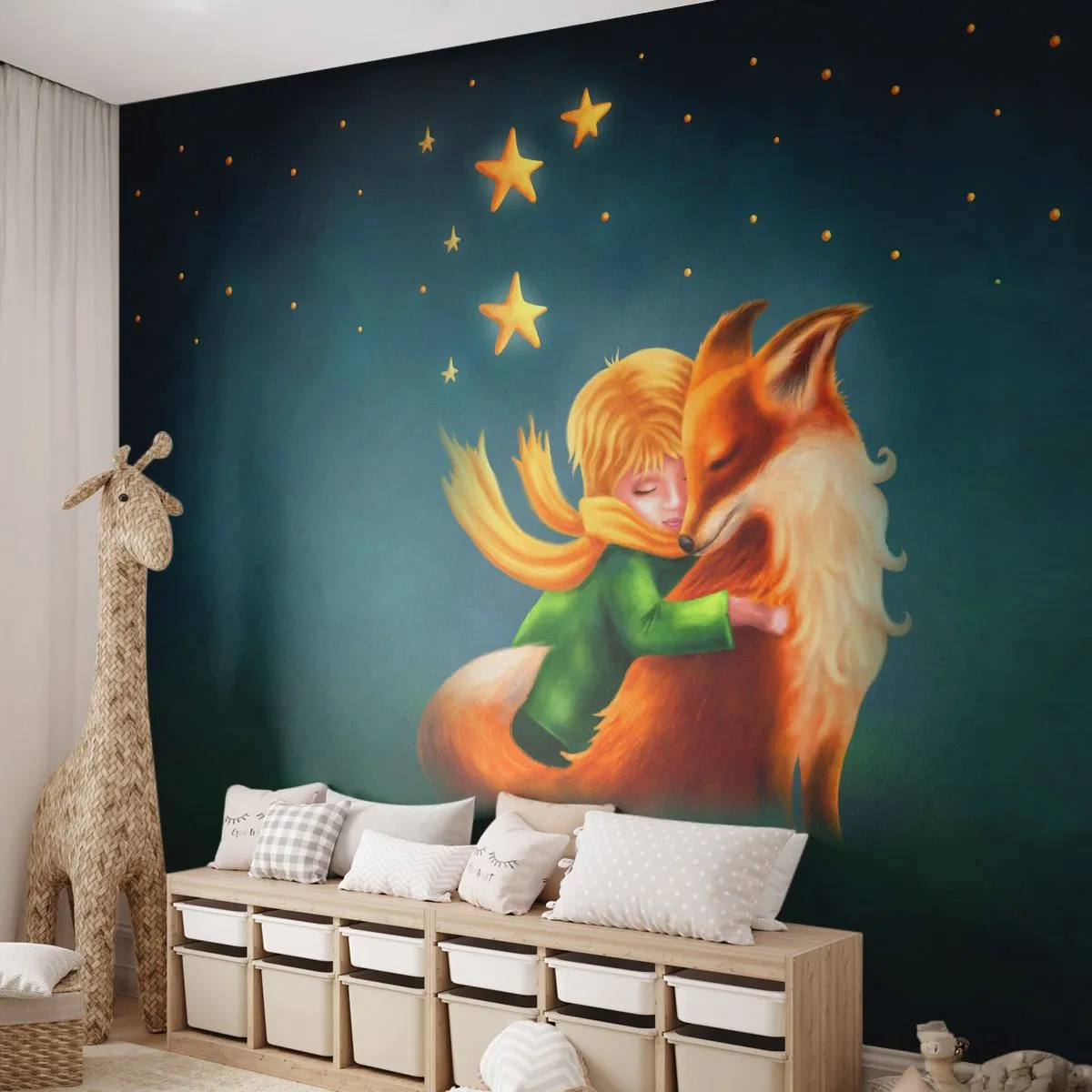 Fototapeta Premium Canvas - Malý princ - Pre deti, Fox, Chlapec - 250x175 cm
