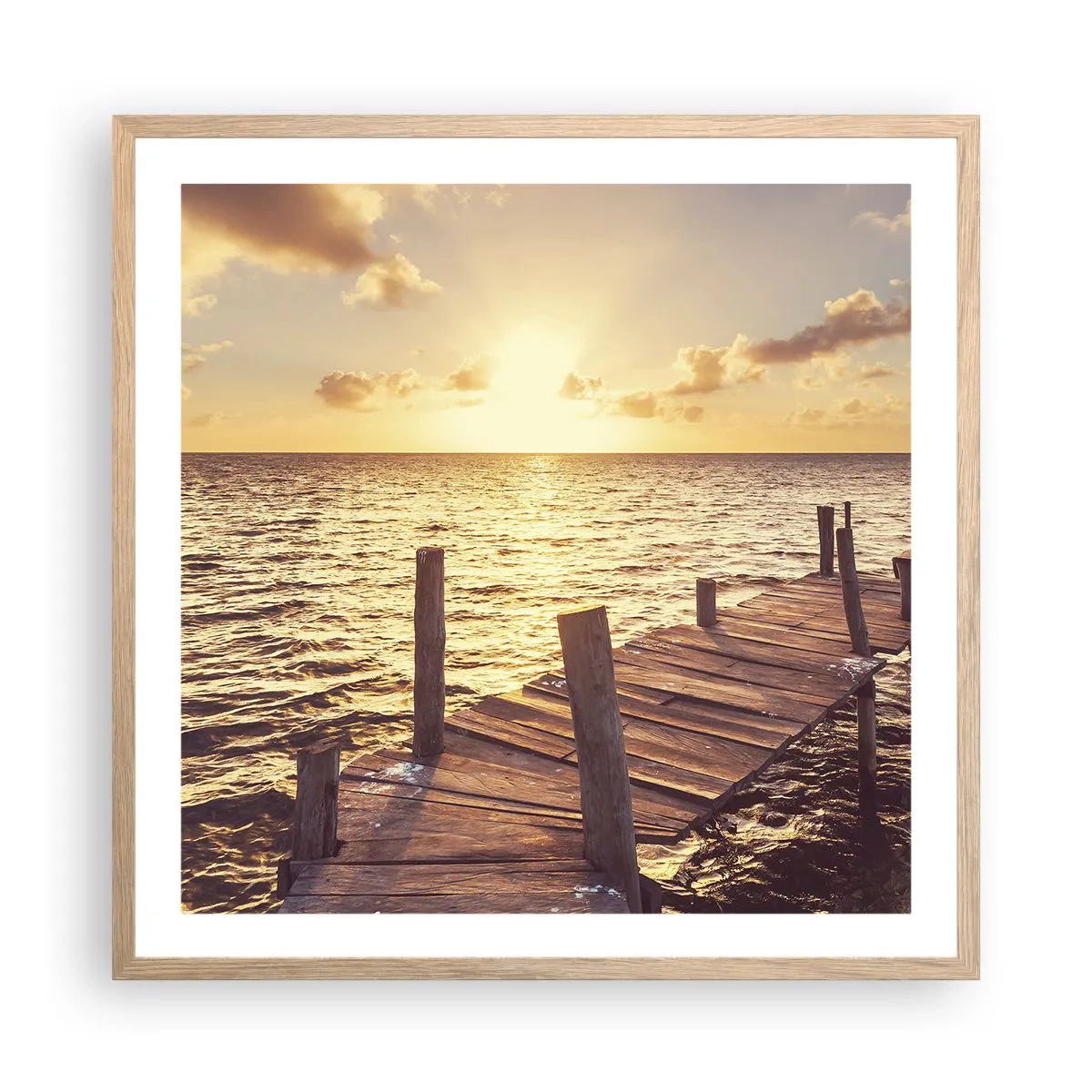 Plagát v ráme zo svetlého duba - Zlatá krajina láskavosti - 60x60 cm