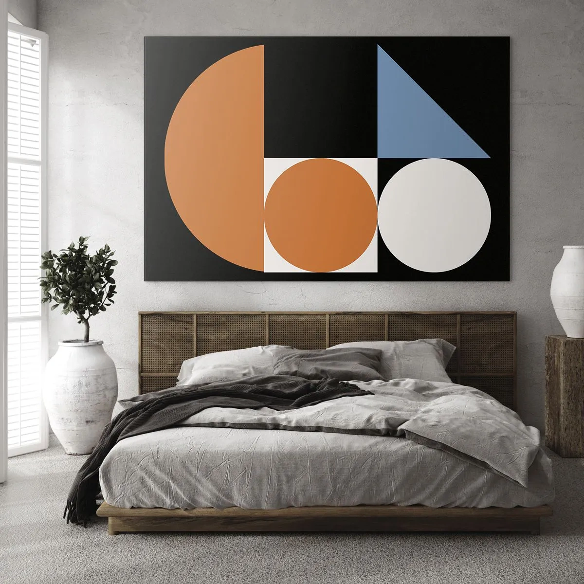 Obraz na skle - Geometrické útvary v abstraktnom usporiadaní - 70x50cm - Figurínový systém - Moderná nástenná dekorácia do obývacej izby a spálne ARTTOR