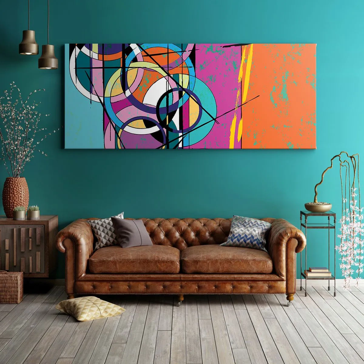 Obraz na plátne - Kruh za kruhom - 90x30 cm