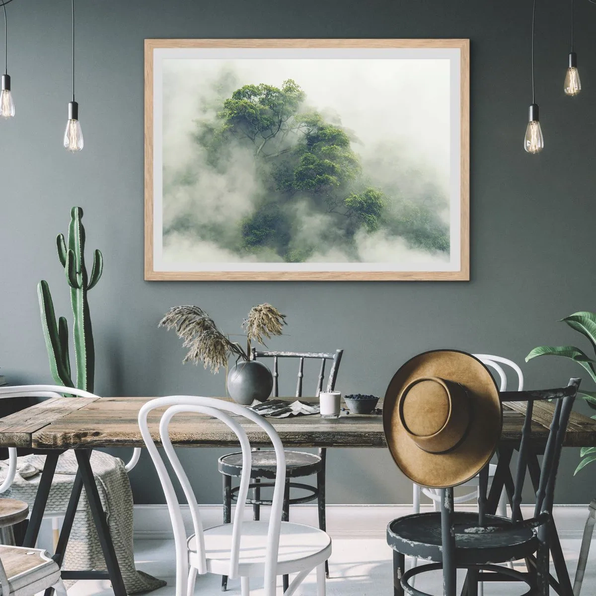Plagát v ráme zo svetlého duba - Zahalené hmlou - 40x30 cm