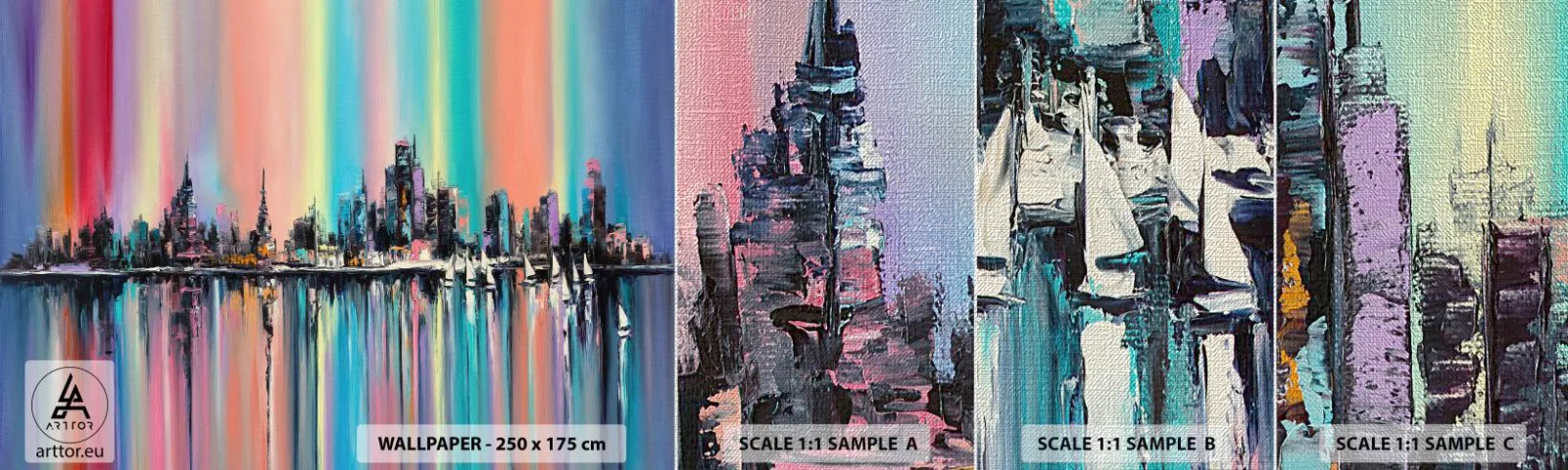 Vzorka fototapety Premium Canvas - Nočný prúd svetla - Mesto, Architektúra, Rieka - 100x30 cm