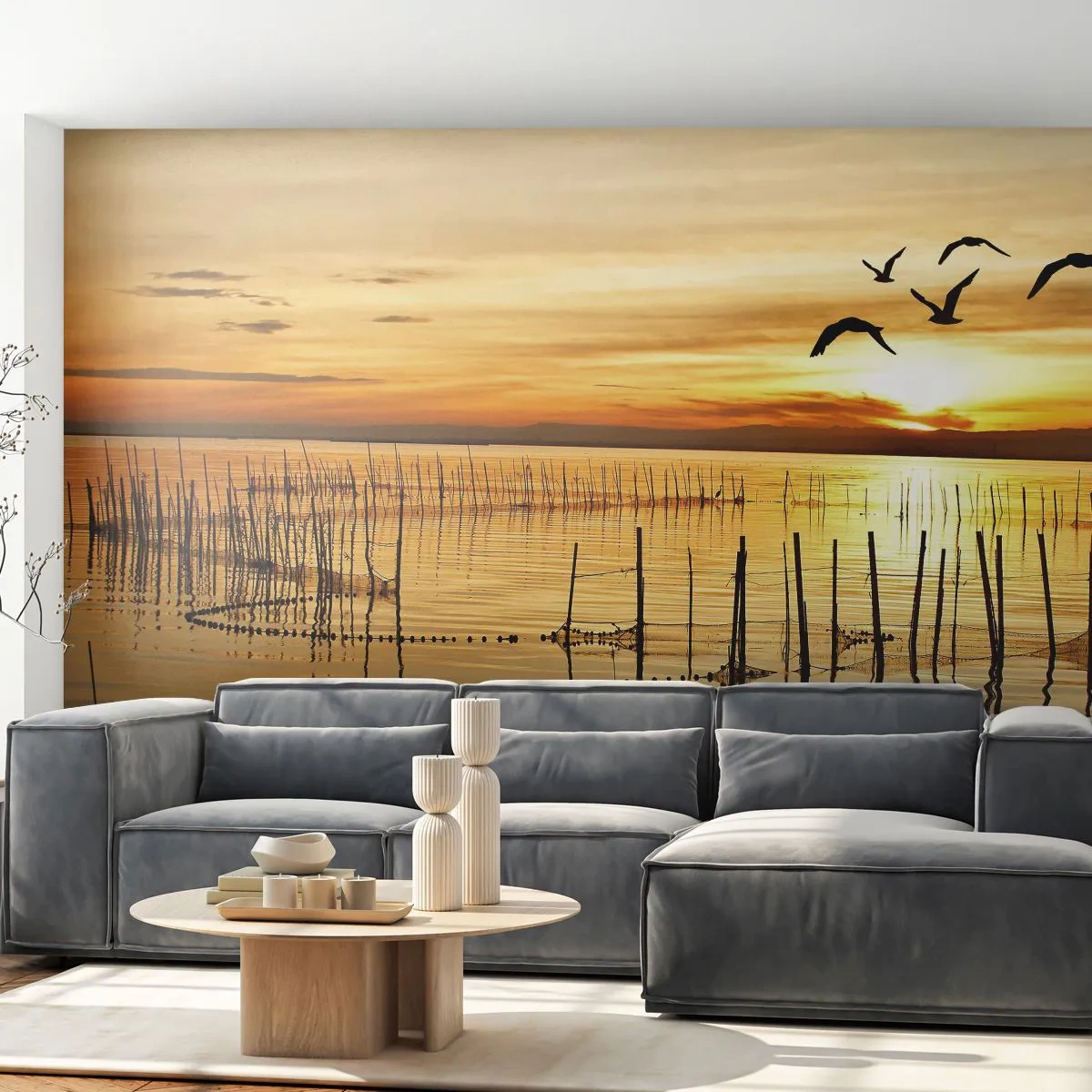 Fototapeta Premium Sand - Na rybolove - Krajina, Jazero, Rybárska sieť - 100x70 cm