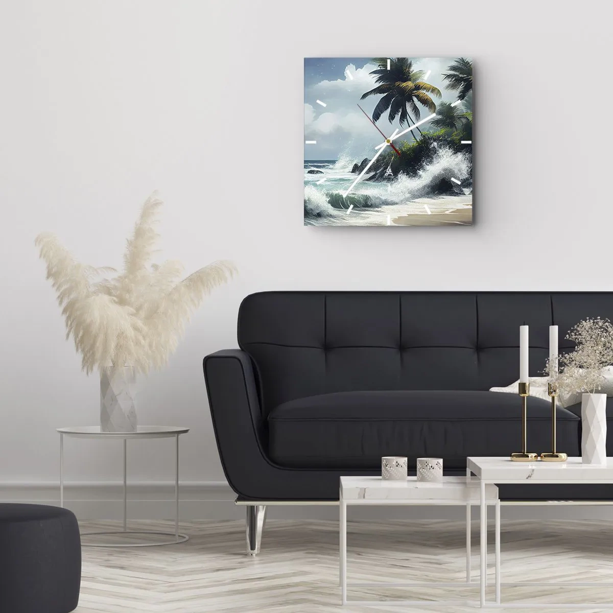 Nástenné hodiny - Na tropickom pobreží - 40x40 cm