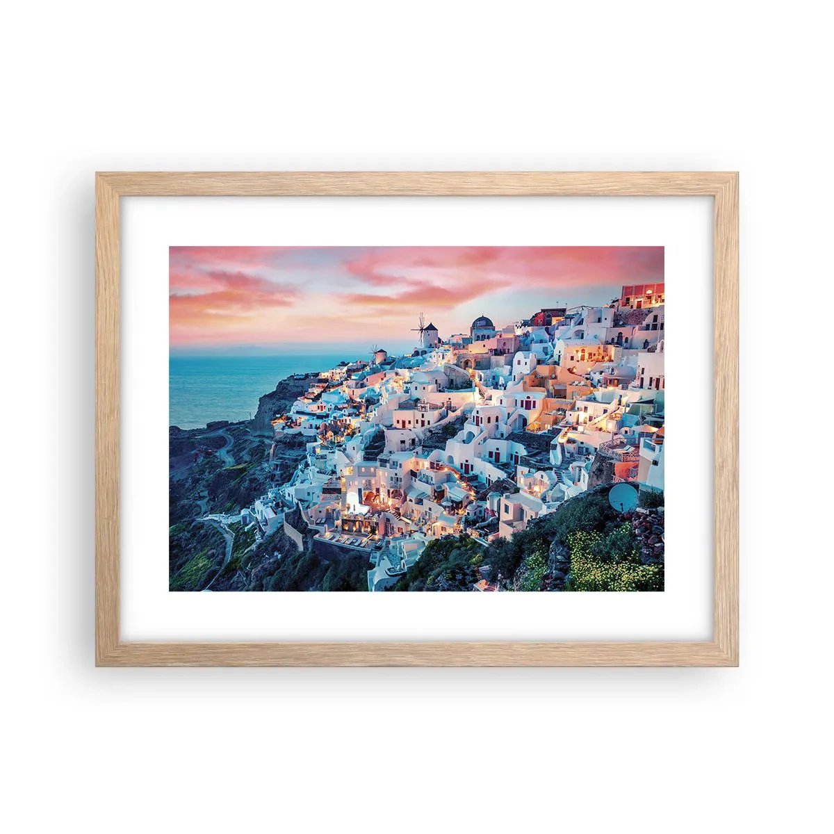 Plagát v ráme zo svetlého duba - Tvoja tučná grécka dovolenka - 40x30 cm