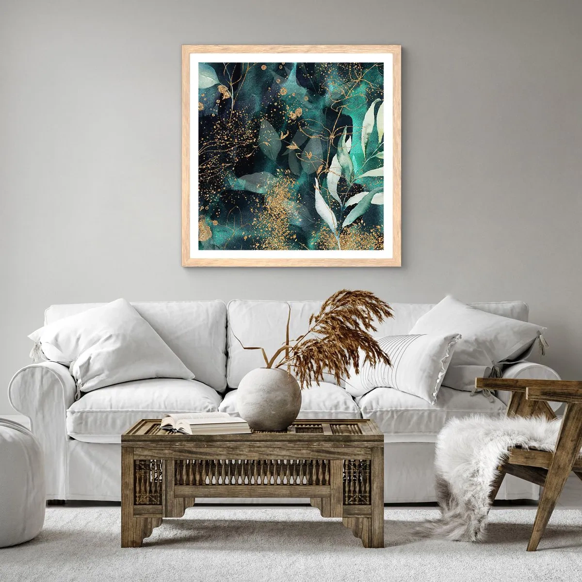 Plagát v ráme zo svetlého duba - Kúzelná záhrada - 40x40 cm