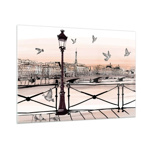 Obraz na skle - Nad strechami Paríža - 100x70 cm