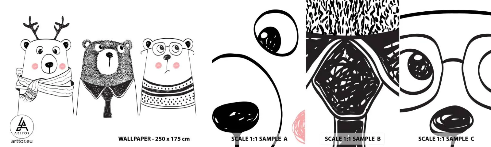 Vzorka Fototapeta Standard Eco - Medveď, medvedík a macko - Pre deti, Medveď, Ilustračné - 100x30 cm