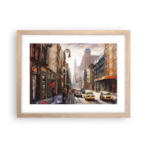 Plagát v ráme zo svetlého duba - New York – farebný aj v daždi - 40x30 cm