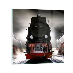 Obraz na skle - Stojí a sápe, funí a fúka - 30x30 cm