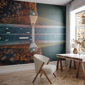 Fototapeta Premium Sand - Za vodami, za lesmi - Varšava, Most Siekierkowski, Mesto - 200x140 cm