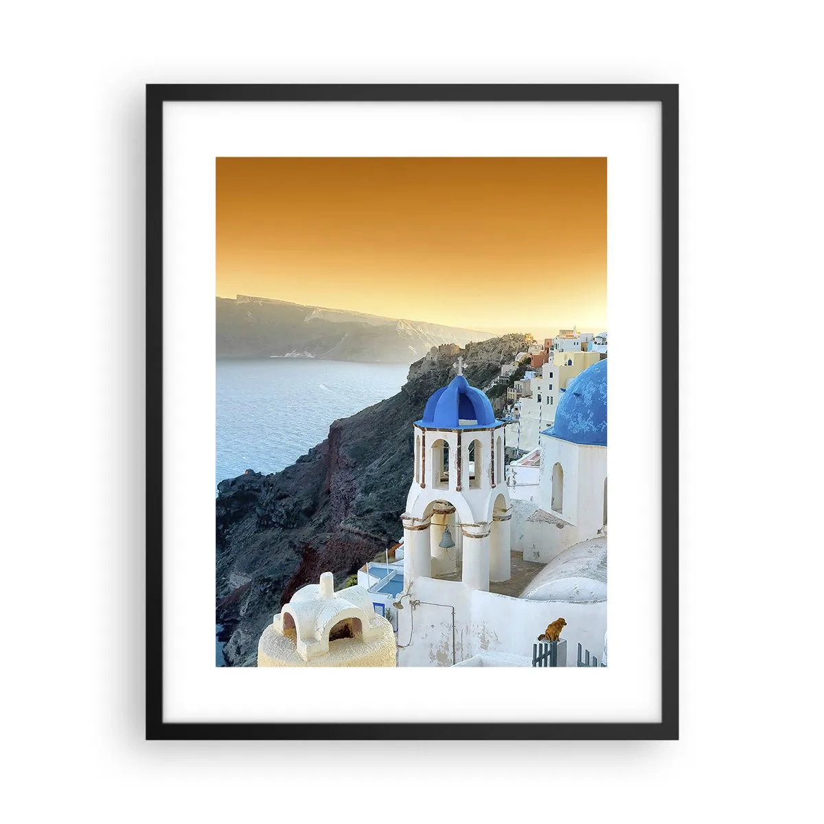 Plagát v čiernom ráme - Santorini - v náruči skál - 40x50 cm