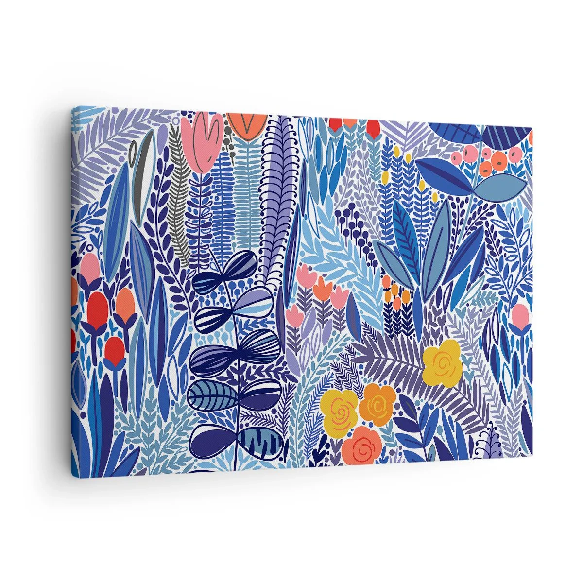 Obraz na plátne - Farebný rastlinný motív v modernom grafickom štýle - 70x50cm - Havajská záhrada - Moderná nástenná dekorácia do obývacej izby a spálne ARTTOR