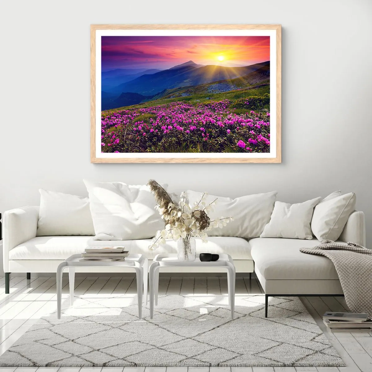 Plagát v ráme zo svetlého duba - …A okolo vonia kosodrevina a voňajú byliny - 40x30 cm