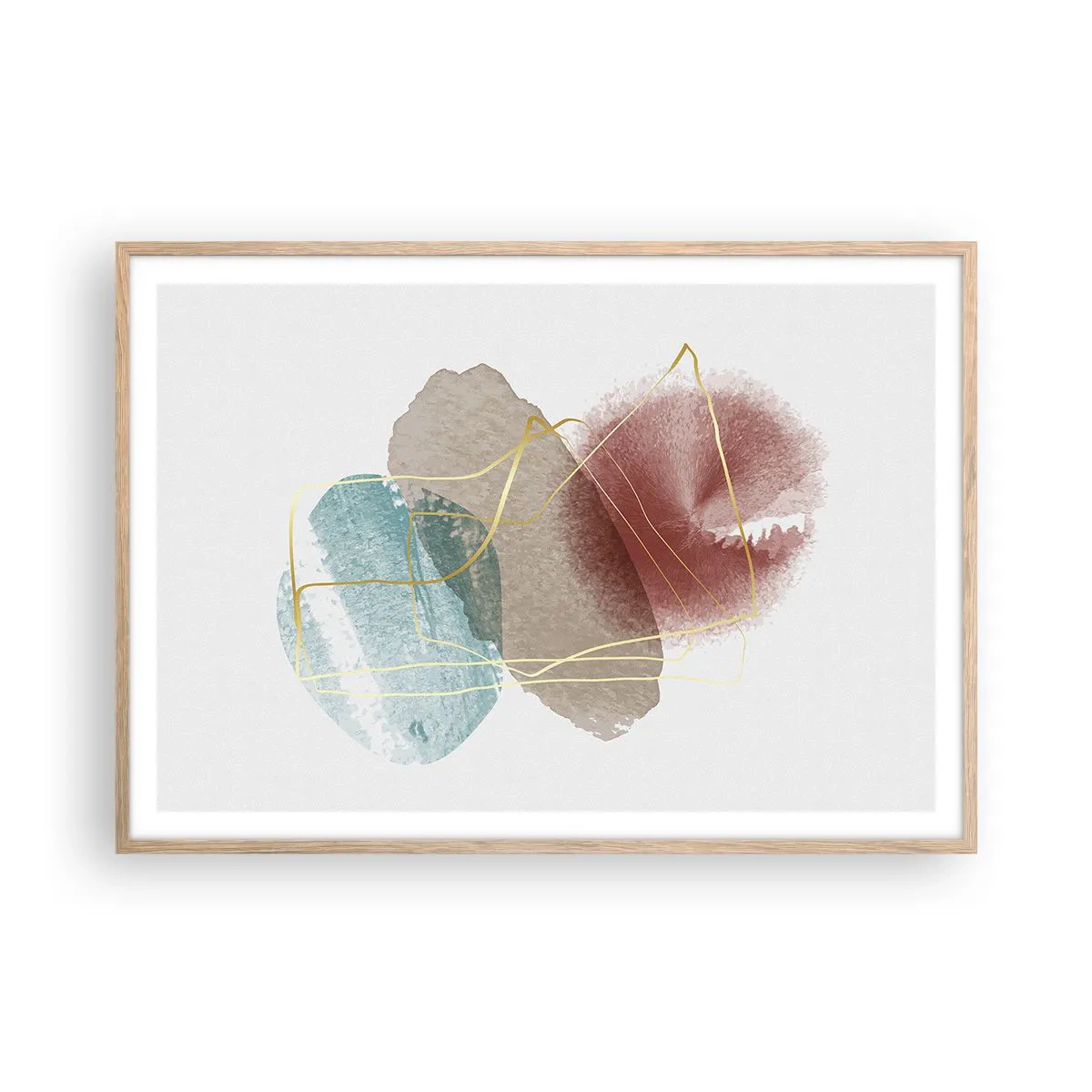 Plagát v ráme zo svetlého duba - Korálky priestoru - 100x70 cm