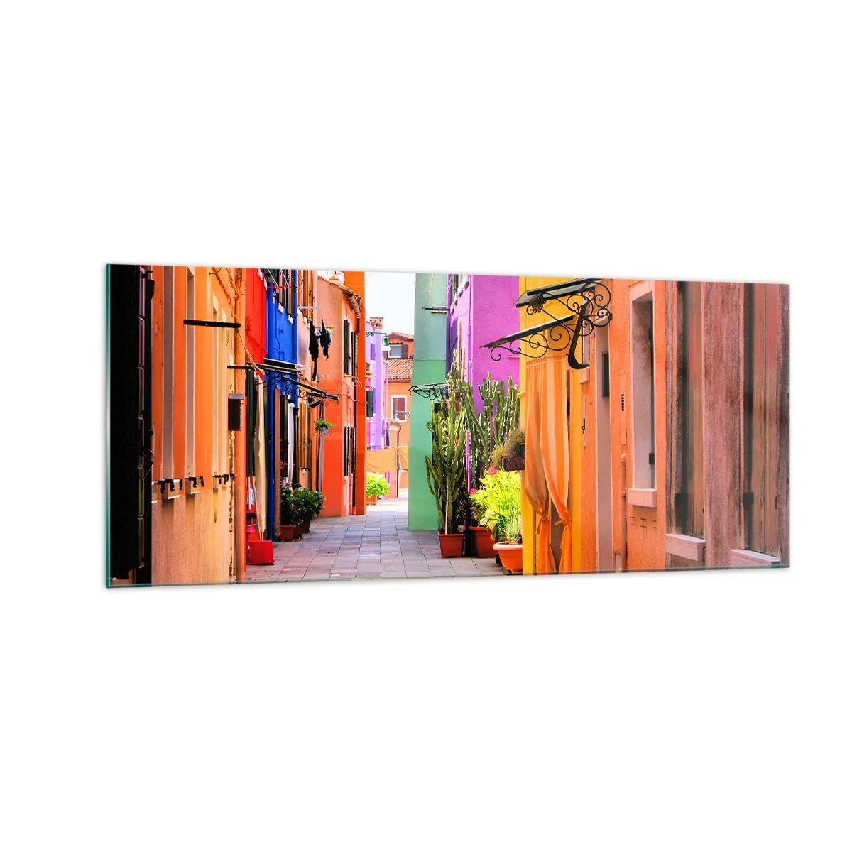 Obraz na skle - Dúhová ulička - 100x40 cm