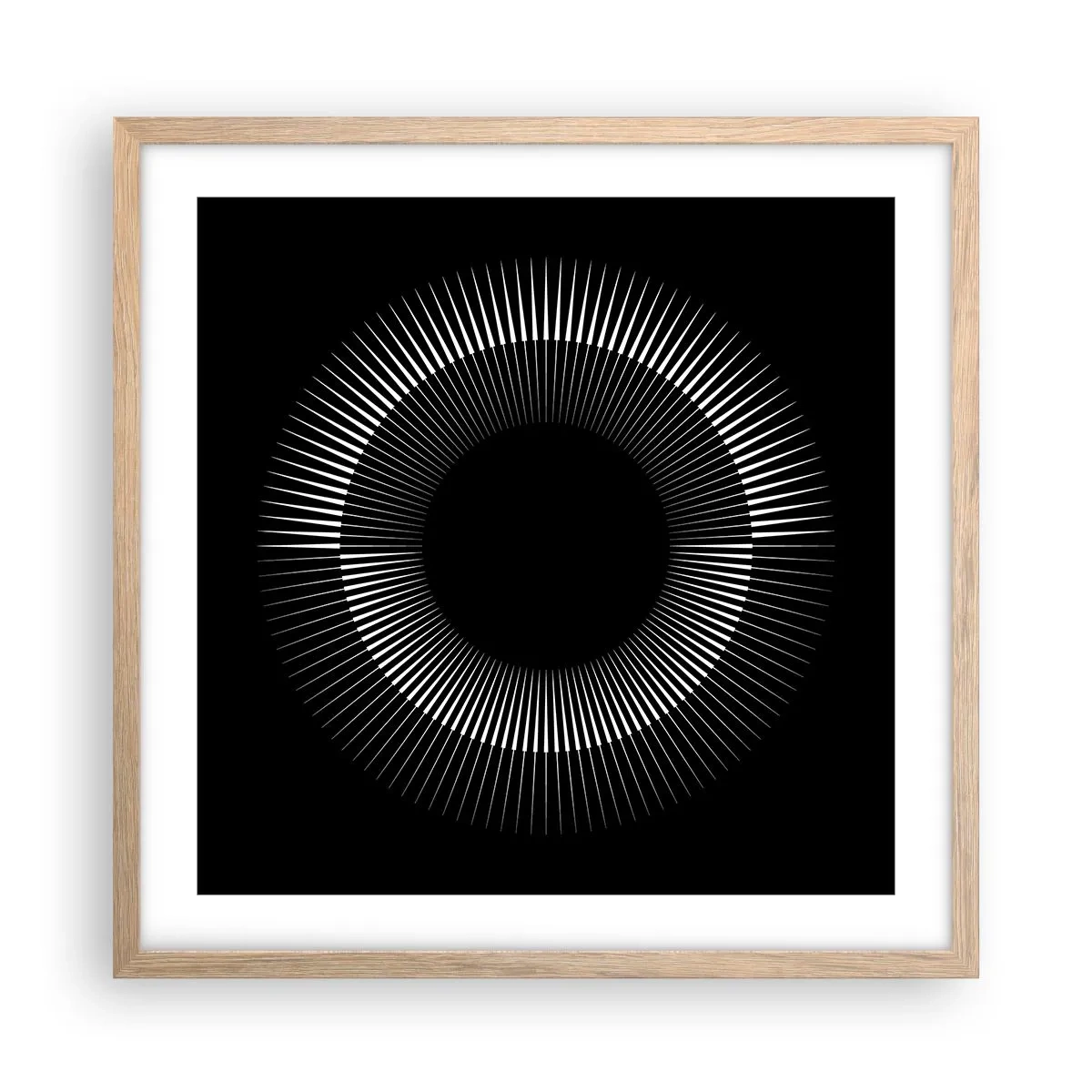 Plagát v ráme zo svetlého duba - Čierne slnko - 50x50 cm