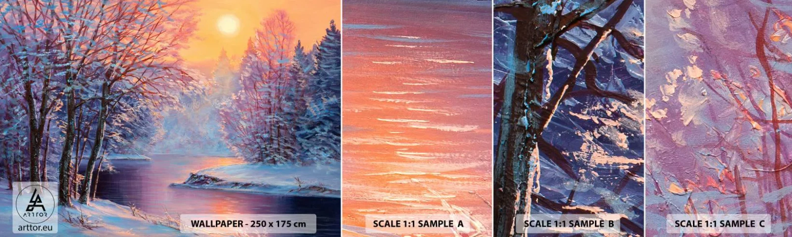 Vzorka Fototapeta Standard Eco - Farby zimy - Krajina, Rieka, les - 100x30 cm