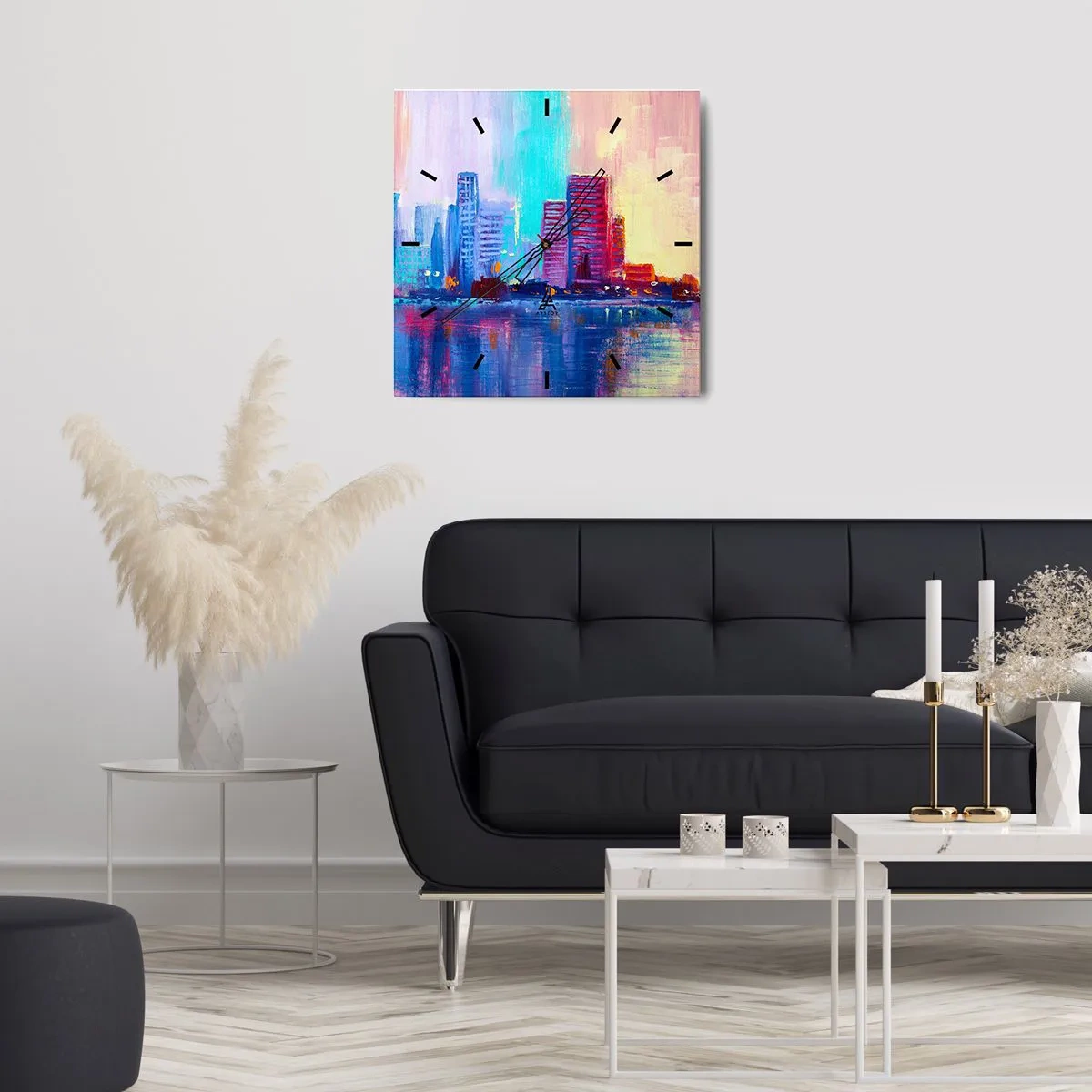 Nástenné hodiny - Vykúpané vo farbách - 40x40 cm