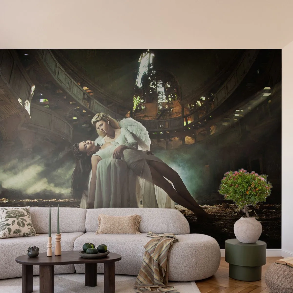 Samolepiaca Fototapeta Deluxe Sticker - Duch starého divadla - Žena, Anjel, Kus - 250x175 cm
