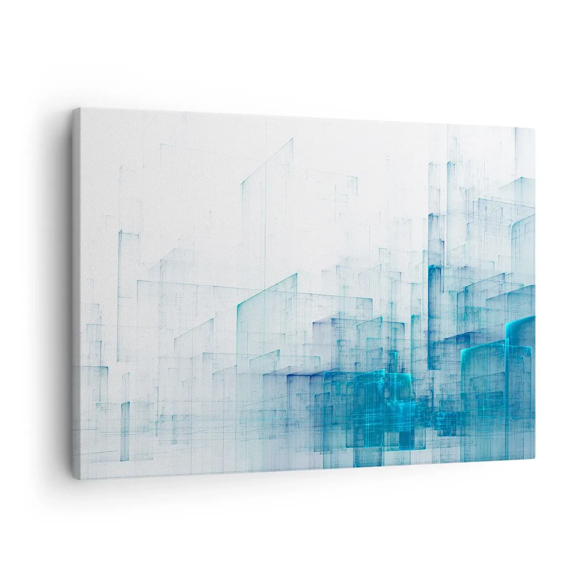 Obraz na plátne - Abstraktné geometrické tvary v odtieňoch modrej - 70x50cm - Ako sa stal priestor - Moderná nástenná dekorácia do obývacej izby a spálne ARTTOR