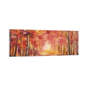 Obraz na skle - Medený les - 90x30 cm