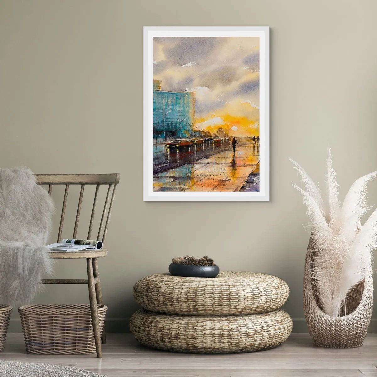 Plagát v bielom ráme - Život na pobreží - 70x100 cm