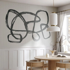 Fototapeta Standard Eco - Čierna abstraktná čiara tvoriaca slučky na svetlom pozadí - 100x70cm - Abstrakcie v slučke - Moderná nástenná dekorácia do obývacej izby a spálne ARTTOR