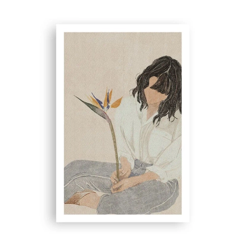 Plagát - Portrét s exotickým kvetom - 61x91 cm