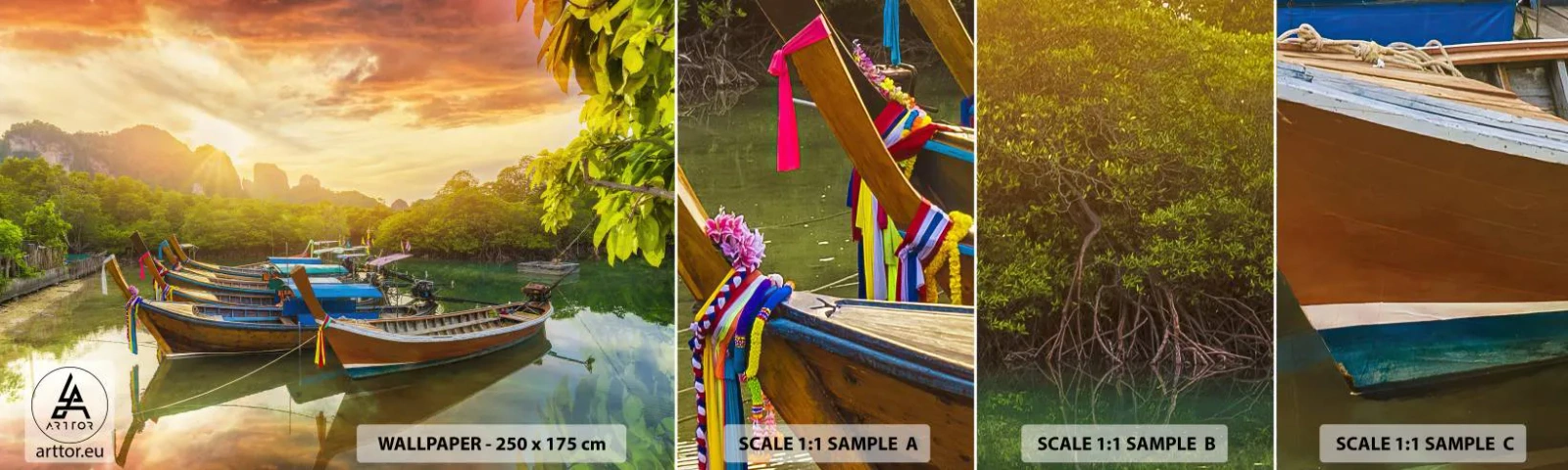 Vzorka samolepiacej fototapety Deluxe Sticker - Pred rušným dňom - Krajina, Thajsko, More - 100x30 cm