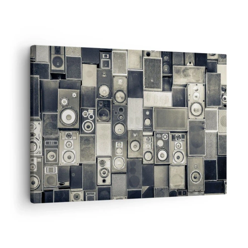 Obraz na plátne - Kolekcia reproduktorov v retro štýle - 70x50cm - A všetko je v pohode - Moderná nástenná dekorácia do obývacej izby a spálne ARTTOR