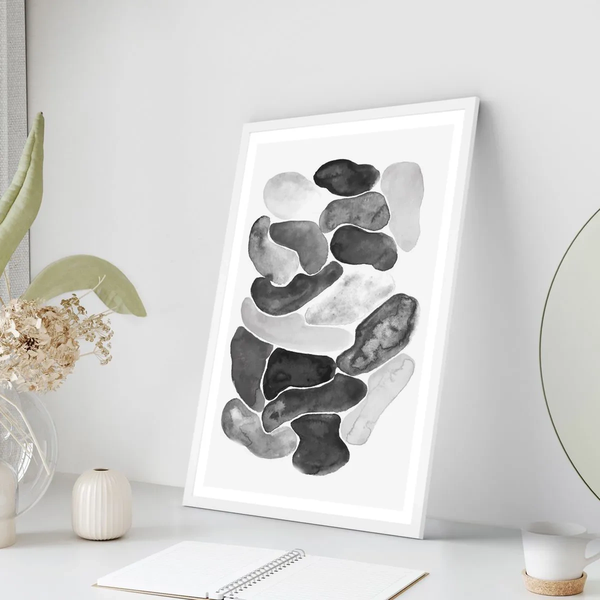Plagát v bielom ráme - Kamenistá abstrakcia - 61x91 cm