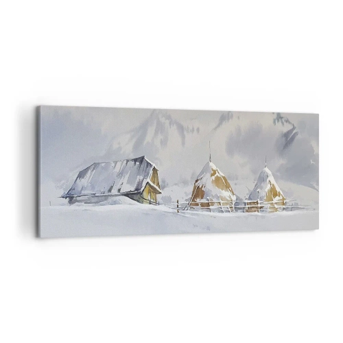 Obraz na plátne - V zasneženom údolí - 100x40 cm