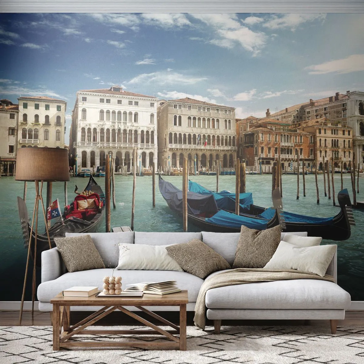 Fototapeta Premium Canvas - Paláce v modrej - Mesto, Benátky, Architektúra - 200x140 cm
