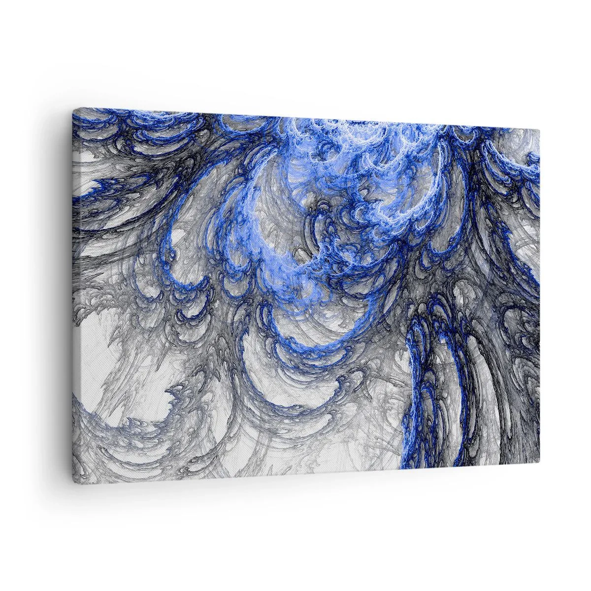 Obraz na plátne - Abstraktné vlny v odtieňoch modrej a sivej - 70x50cm - Zrod vlny - Moderná nástenná dekorácia do obývacej izby a spálne ARTTOR