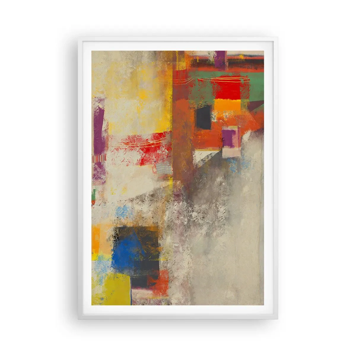 Plagát v bielom ráme - Geometria farieb - 70x100 cm